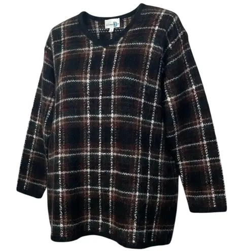 Vintage Paul Harris Design Mohair Blend Plaid Sweater Black Size L