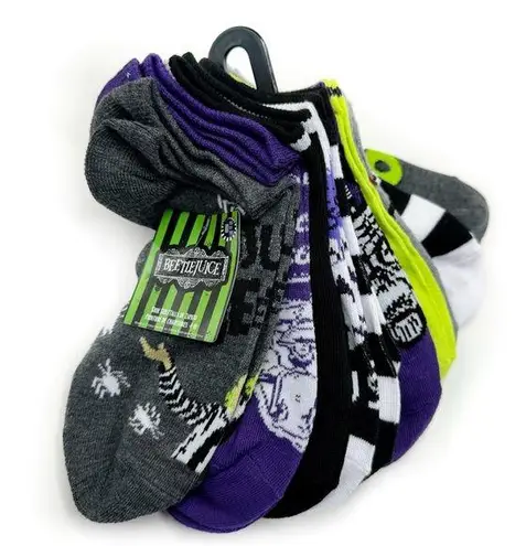 Beetlejuice Movie Womens No Show Socks 10 Pairs Halloween Film Fun 80s 90s Gift Black