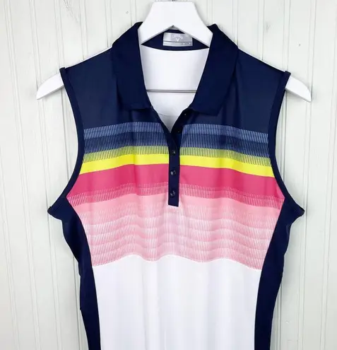 Callaway NEW Golf White Abstract Gradient Stripe Color Block Dress Size Large