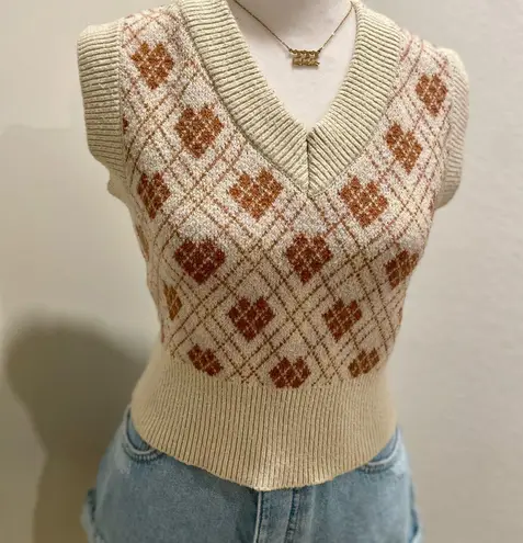 Arizona Jeans Arizona Jean Co. Preppy Brown & Cream Plaid Sleeveless V-Neck Sweater Vest - S