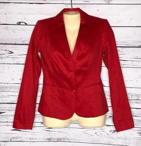 Dalia Collection NWT Size 2 Red Button Front Fully Lined Cotton Blend Blazer