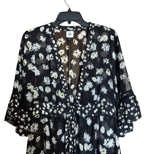 CAbi  Kimono Cover Up Women Medium Multicolor Daisy Floral Print Tie Front Duster - Image 2