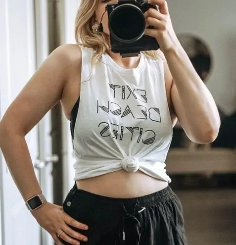 "Exit Beach Cities” Graphic Surfer Muscle Tank Top T