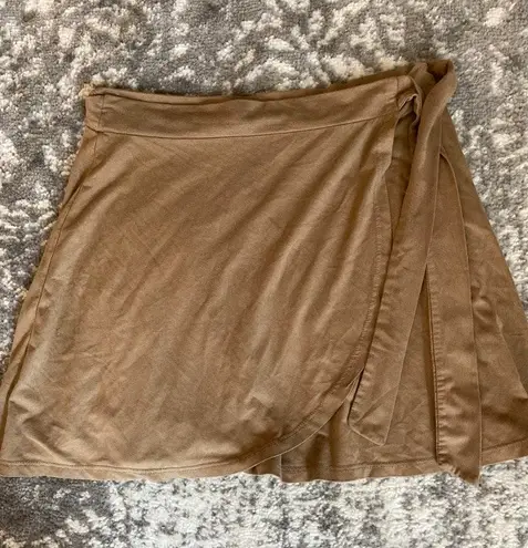 Full Tilt Faux Khaki Suede Wrap Skirt