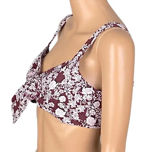ZARA  burgundy and white floral bralette/crop top with large buckle. Small. EUC