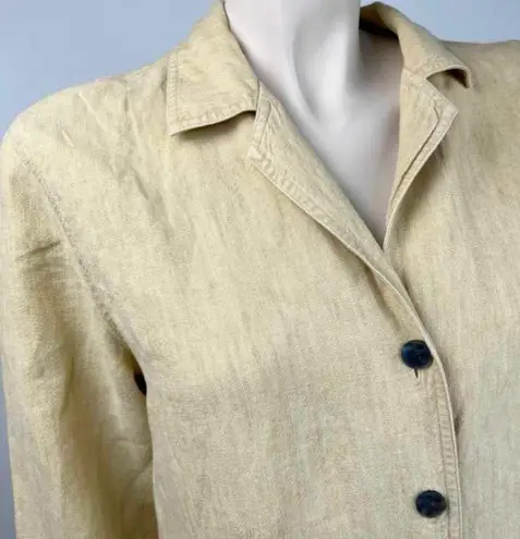 J. Jill Yellow/Tan Linen Button Front Light Jacket Yellow Size L
