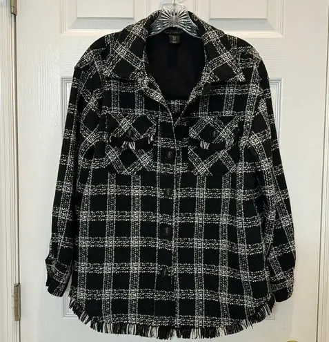 House of Harlow 1960 Tweed Crop Top Shacket Set Size Small Black