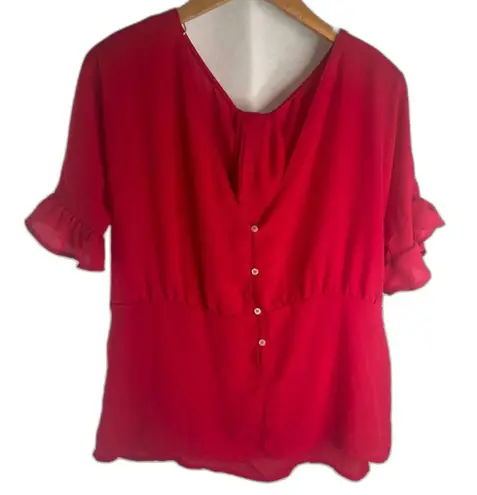 Sweet Pea by Stacy Frati Dark PinkTie Waist Reversible Lightweight Blouse Sz SM Pink