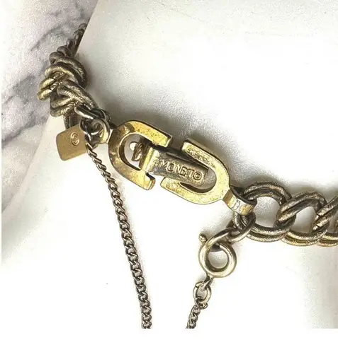 Monet  gold tone vintage link bracelet with safety chain