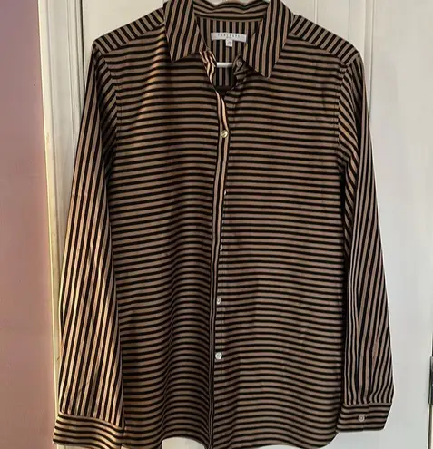 Foxcroft black & tan long sleeve tunic blouse with collar, NWOT
SZ 14