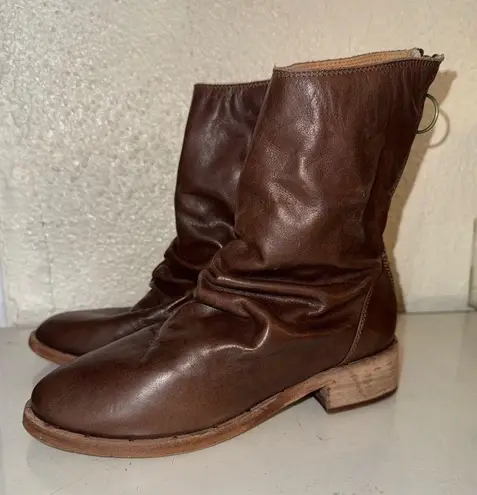 BEEK Ostrich Bootie In Saddle Brown Leather Ankle Boots size 6