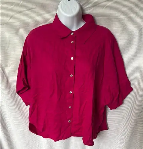 Ming Wang Pink Boxy Button Down Blouse