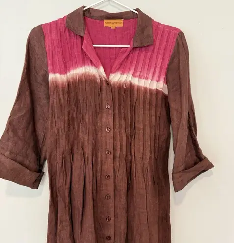 Roberta Freymann Womens Pure Linen Ombre Print Dress Size Small 1636