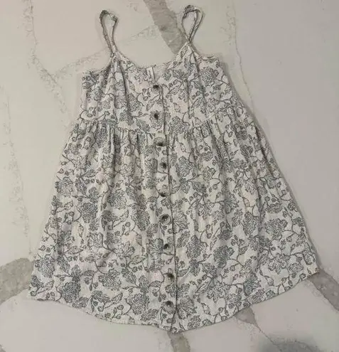 Gentle Fawn Floral Linen Blend ButtonDown Mini Babydoll Dress Womens Small Cream