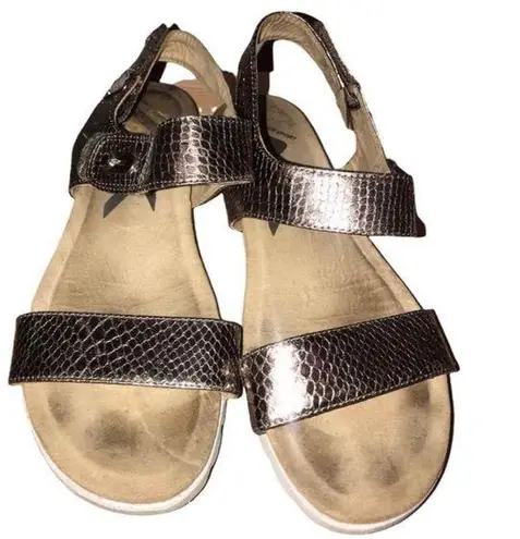 Anne Klein  Sport Metallic Snake Skin Sandals - Size: 9 1/2 M