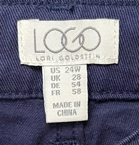 LOGO By Lori Goldstein LOGO Lori Goldstein Women's Plus Bootcut Twill Pants Navy Blue 24W