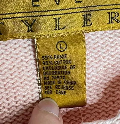 Vintage Eve Tyler Pink Pearl Beaded Sweater Cardigan Button Up Size Large