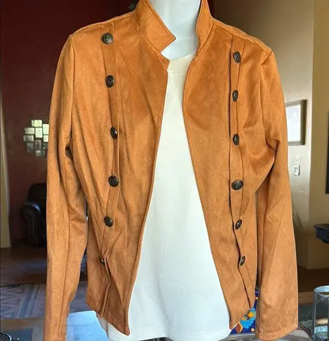 Rust colored faux Suede Military Field Jacket Tan Size M