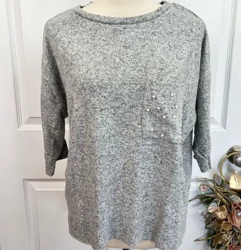 Workshop Republic Clothing WORKSHOP Republic Size M Heather Grey Pearl Soft Knit Top Athleisure Casual