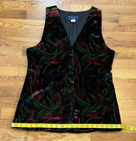 Norton Mcnaughton Petites Vintage Women’s 14 Green Purple Velvet Button Vest