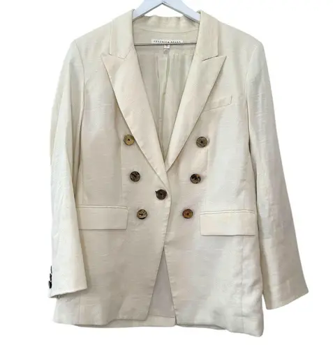 Veronica Beard Gaya Dickey White Linen Blazer Jacket Size 14