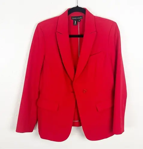 PEACE OF CLOTH Red Long Sleeves Single Button Suit Jacket Blazer, Size 8