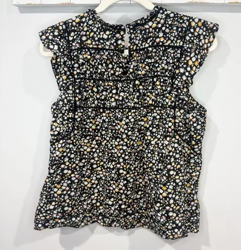 Rails Filomena Lace Inset Top Black Floral Size M