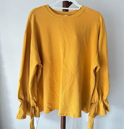 Mango  Bow Cotton Sweatshirt Mustard Yellow