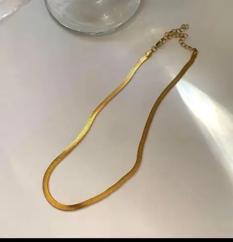 Snake Chain Necklace, Gold Flat Chain Necklace, Gold Layer Necklace Necklace