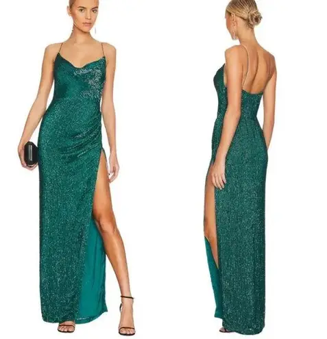 Retrofete Katya Sequin Formal Long Dress in Green Size XXS NWT