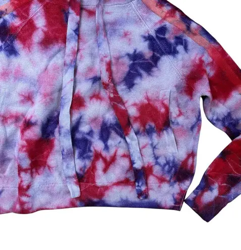 Zoe Jordan Cashmere Wool Blend Cropped Tie Dyed Hoodie XS Purple Pink