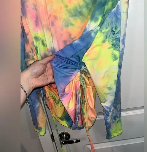 Orange Kiss Boutique Brand Plus Size Neon Tie Dye Side Scrunch Ties Size 3XL