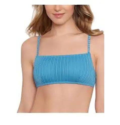 SALT + COVE Ribbed Knit Bikini Bralette Tank Style Swim Top Padded Blue NWT XS