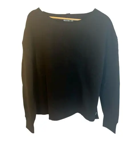 Fundamental Performance Women’s Eastside Crew Neck Sweatshirt L Black Raw Hem Size L