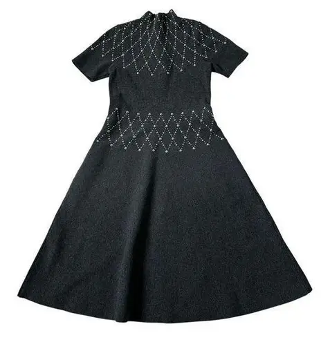Sandro Gray High Neck Fit & Flare Dress Women Size 36/4 | 16-21