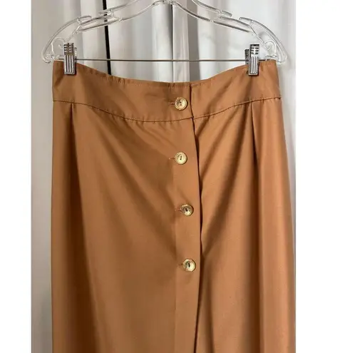 Vintage OOAK high waisted Brown wrap maxi skirt gold button closing large