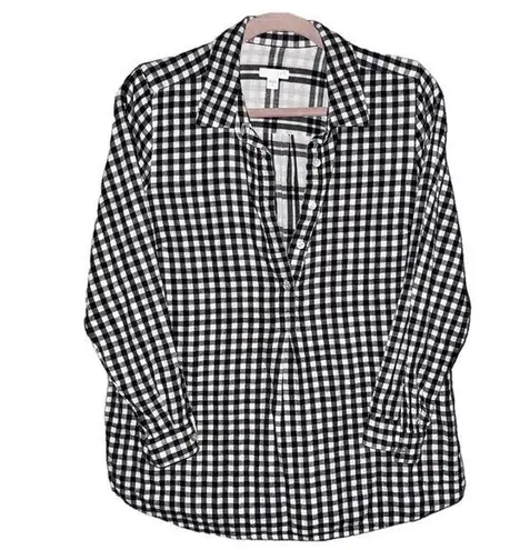 J. Jill Button Shirt and Oversized Dress Shirt Gingham Bundle Black Size M