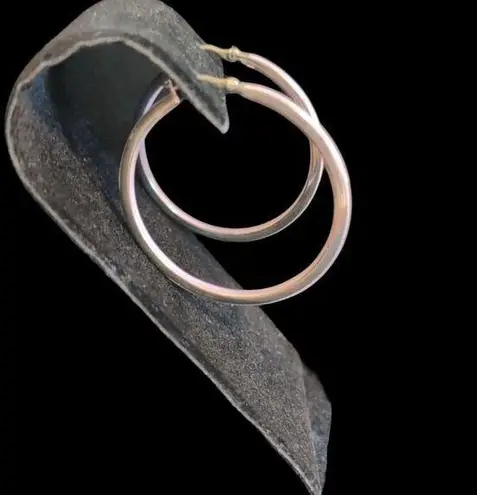 Pink Enamel Sterling Silver Earrings 1" Snap Closure