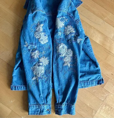 Vintage J Jill Out of the Blue Embroidered Floral Jean Jacket, Blue, Size S