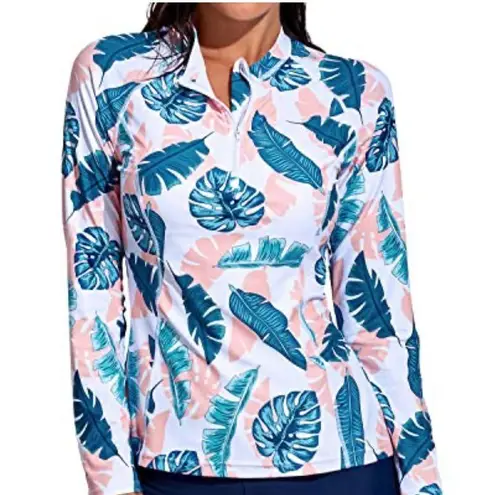 NWT DACI Women's Long Sleeve Rash Guard Bathing Suit Zipper, XXL Blue