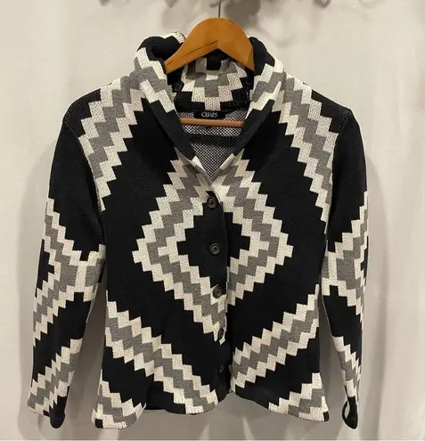 CHAPS Adorable y2k  chunky chevron black gray cardigan sweater classic - Image 7