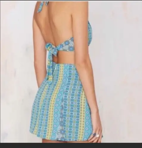 Nasty Gal blue two piece short set