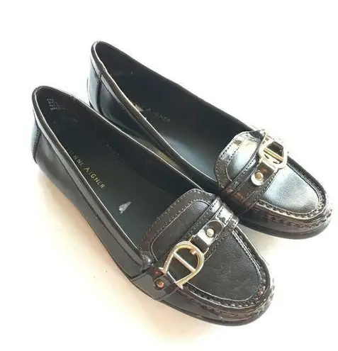 Etienne Aigner Sven Loafers Shoes Horsebit Logo Dark Brown Leather Women…