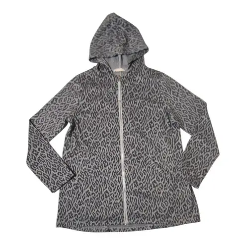 Soft Surroundings Hooded Sweater Womens Medium Leopard Print Cozy Layer Jacket