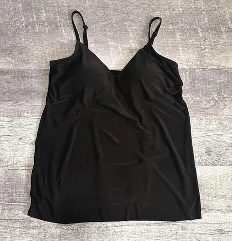Dream Suit Black Tankini Swim Top Womens 10 V Neck Ruffle Adjustable Padded