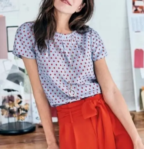 Boden USA Boden Carey Polka Dot Blouse Women’s Size 2 US / 6 UK Blue Red Short Sleeve