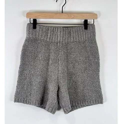 SKIMS Womens Shorts Gray Cozy Knit Boucle High Waisted Ribbed Pull On Size S/M