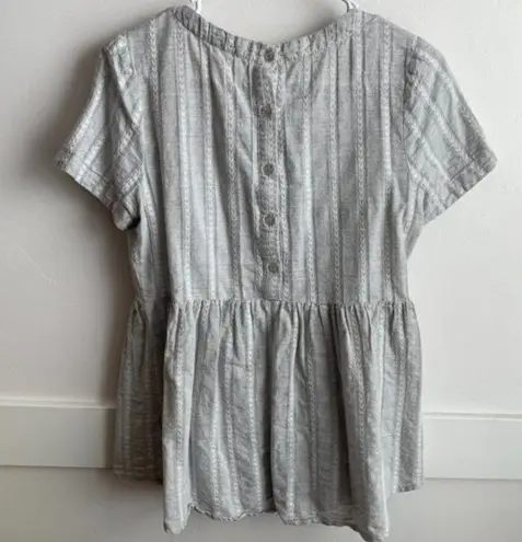Ellison Gray Vertical Striped Short Sleeve Blouse