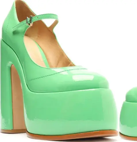 Schutz NEW Green Zayne Mary Jane Platform Pumps