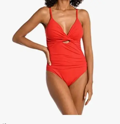 La Blanca Women's Standard Island Goddess Twist Keyhole One Piece Swimsuit SZ 14